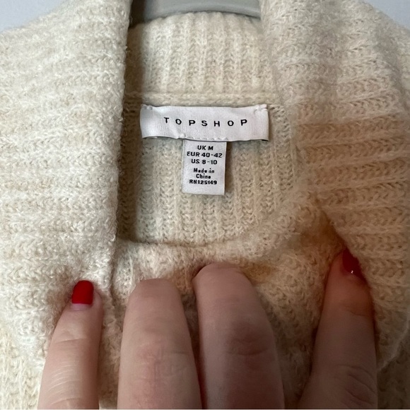 Women’s Topshop cream soft knit turtle neck pullover sweater size medium M - Picture 4 of 6
